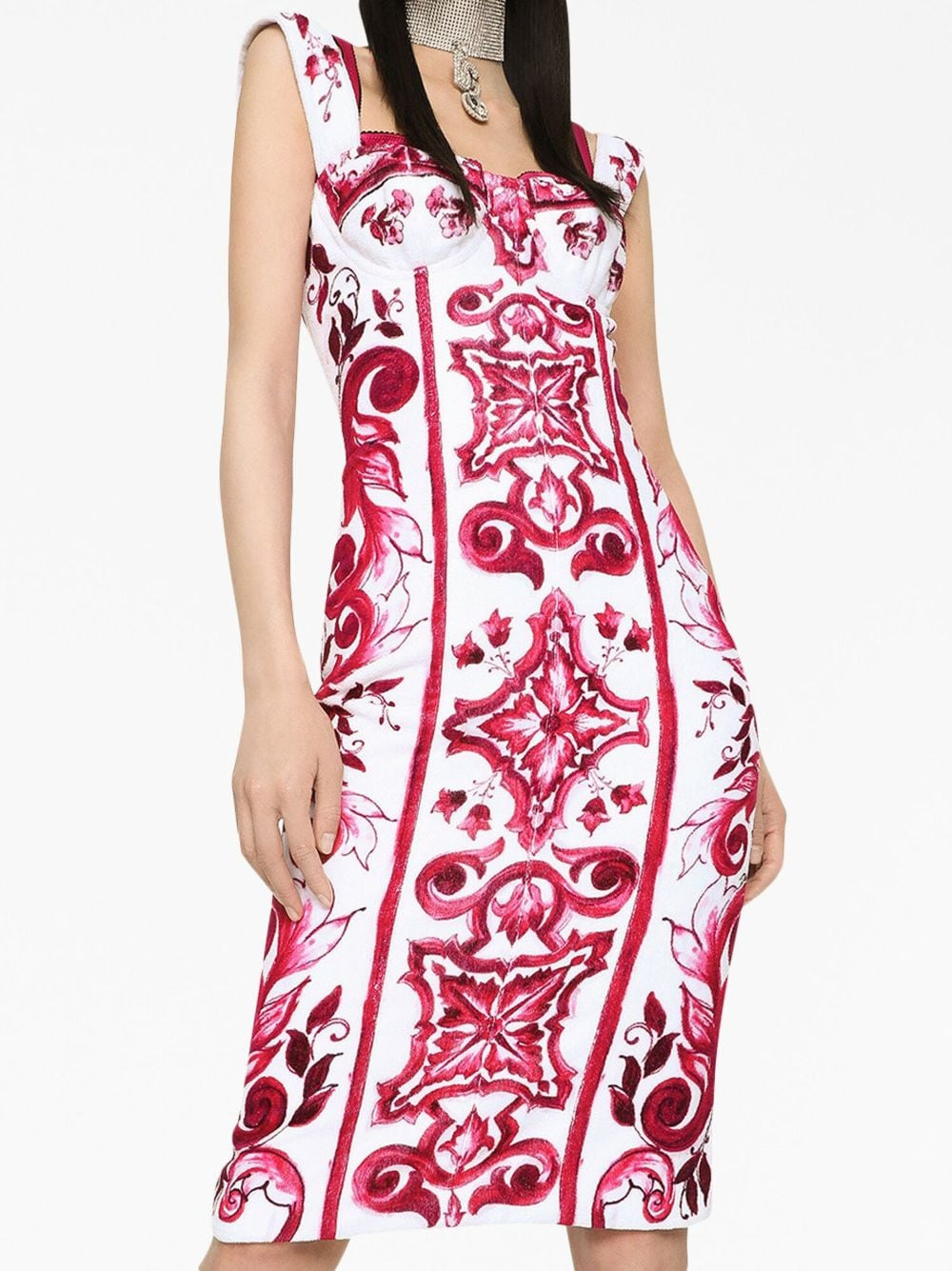 Dolce & Gabbana majolica print midi dress - 5