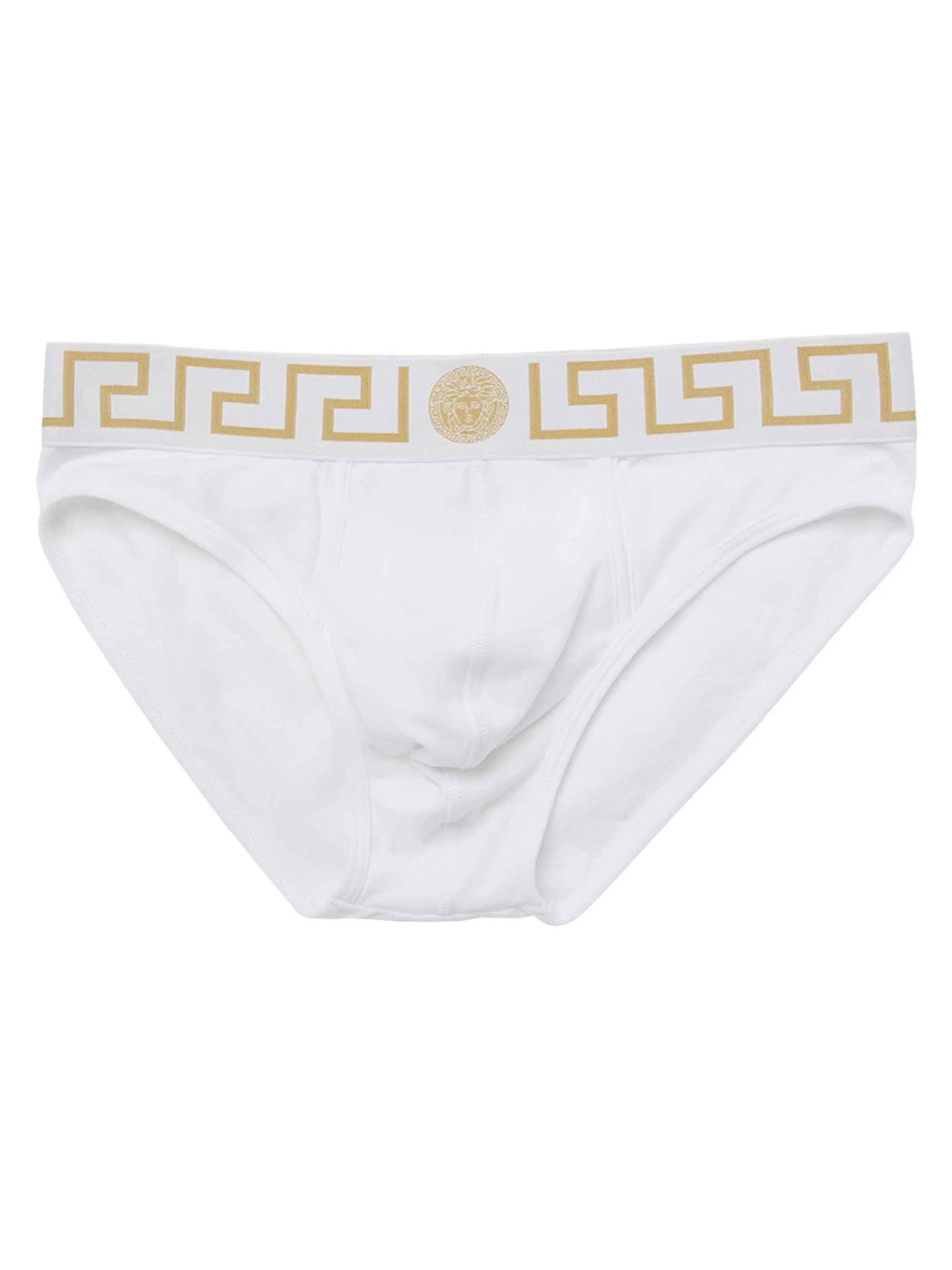 Men's Greek Key Stretch-Cotton Briefs - White - 1