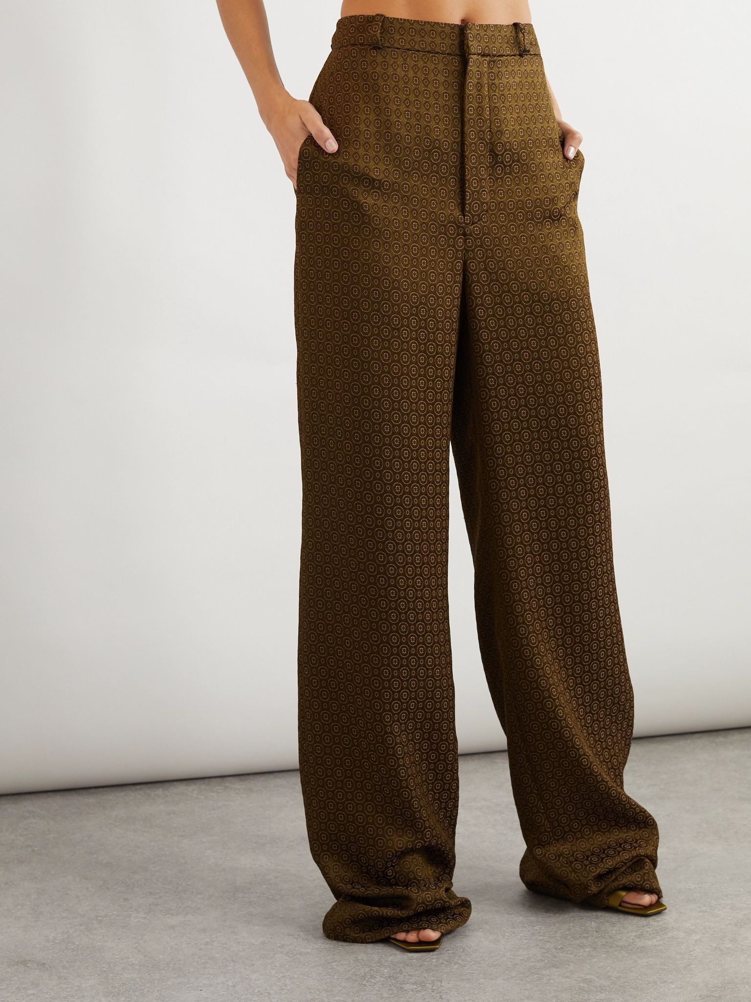 Jacquard wide-leg pants Brown - 3