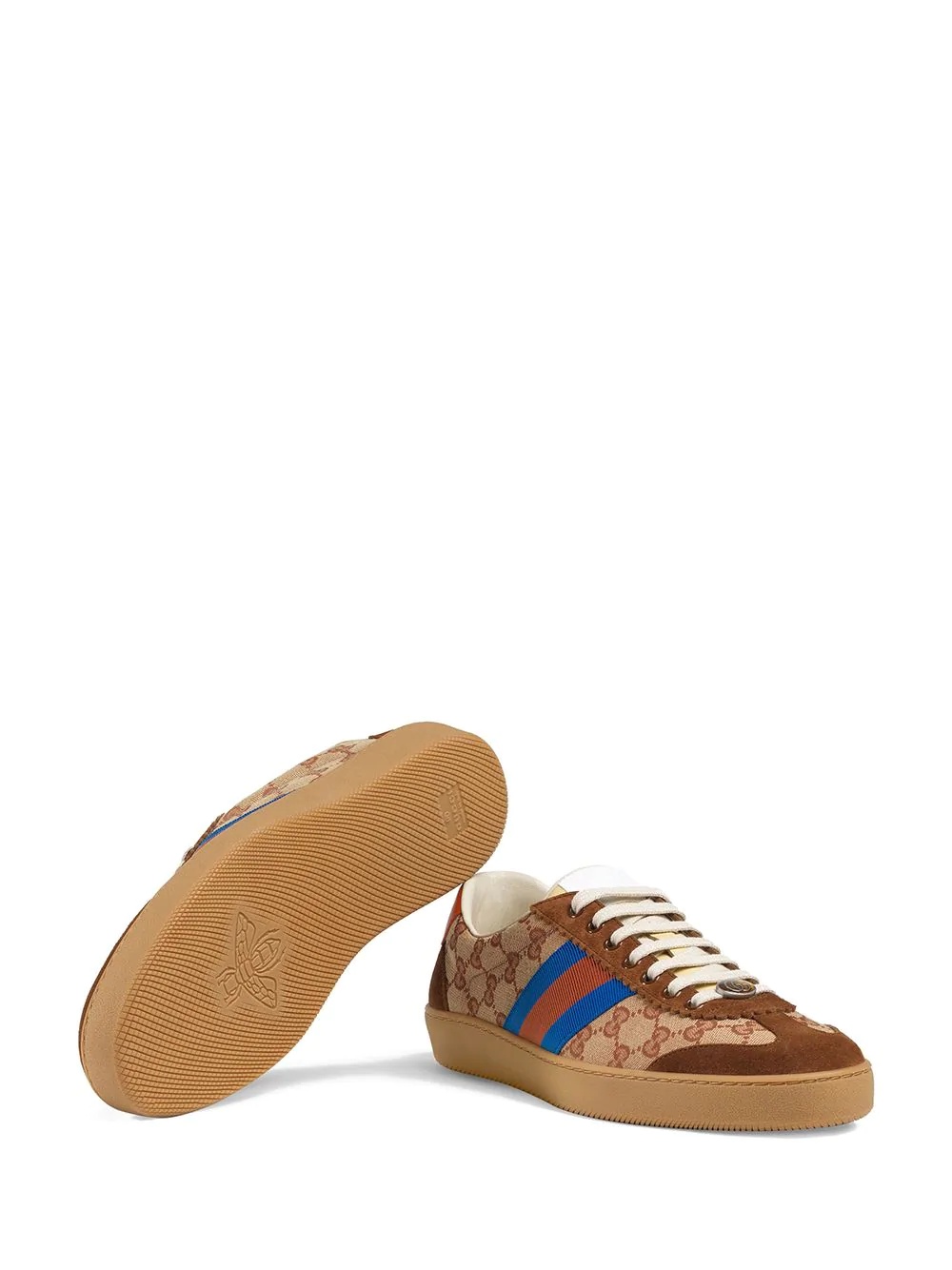 brown, orange and blue Original GG and suede Web sneakers - 4