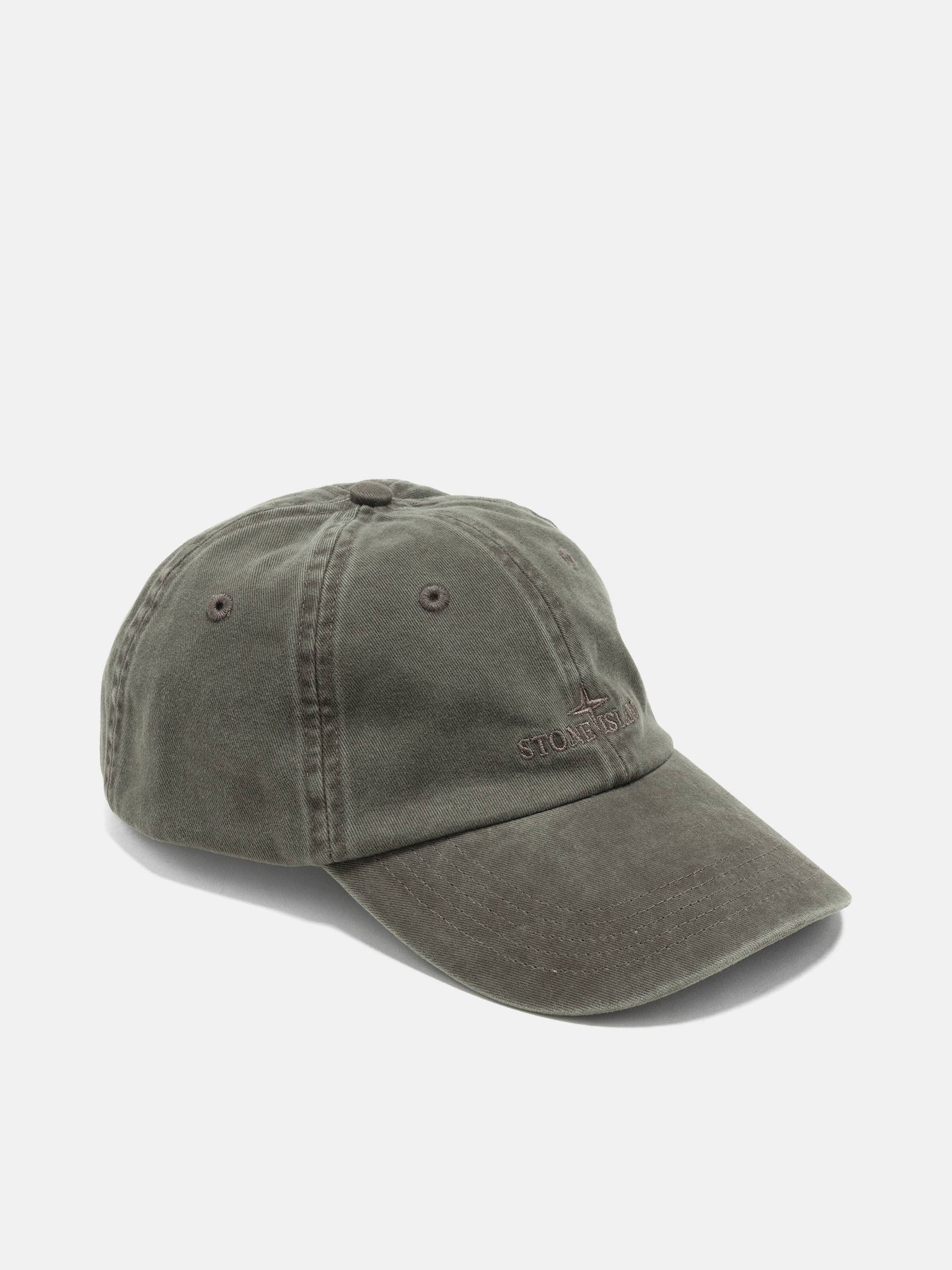 Brushed Cotton Gabardine Baseball Cap Military Green - 1