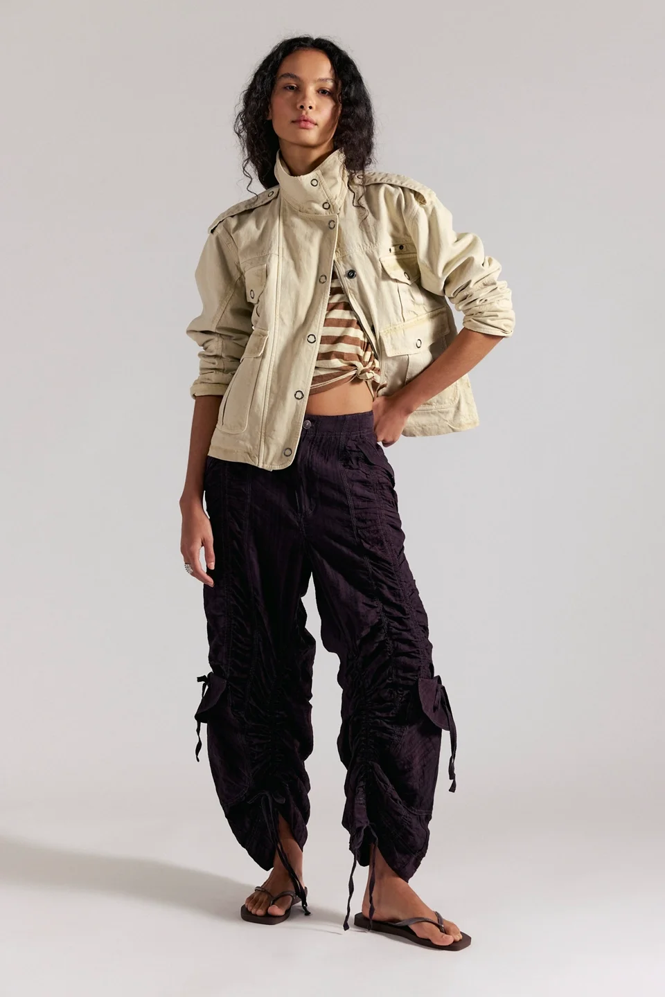 We The Free Scorpio Shirred Mid-Rise Cargo Pants - 1
