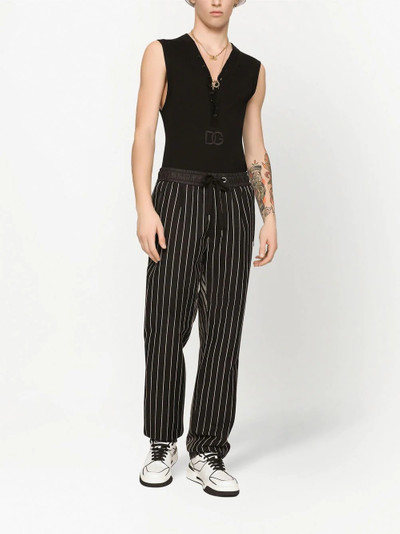 Dolce & Gabbana pinstripe cotton-linen track trousers outlook