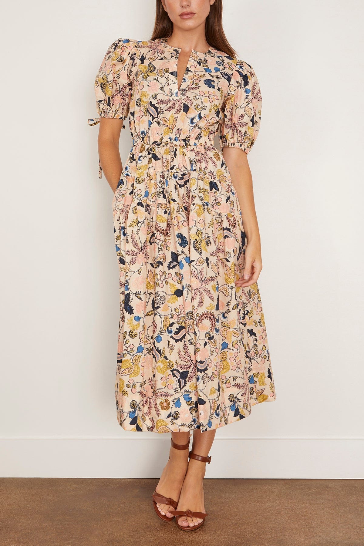 Adriana Short Sleeve Midi Dress in Magnolia - 3