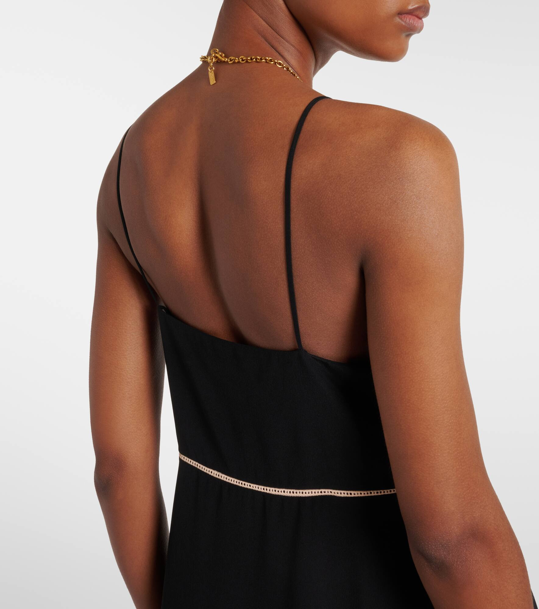 Lace-trimmed silk chiffon midi dress - 6