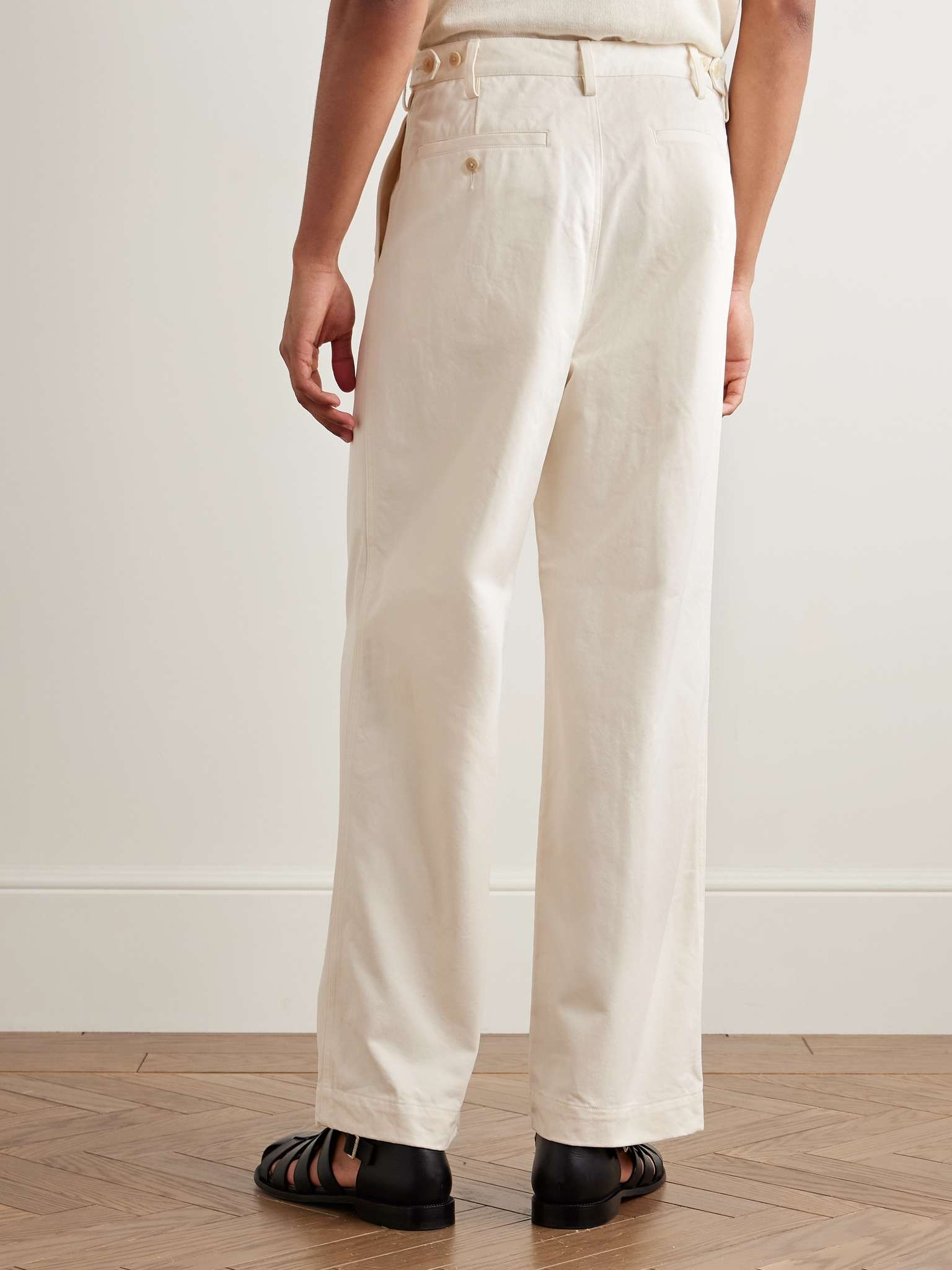 Finx Straight-Leg Pleated Cotton-Twill Trousers - 4