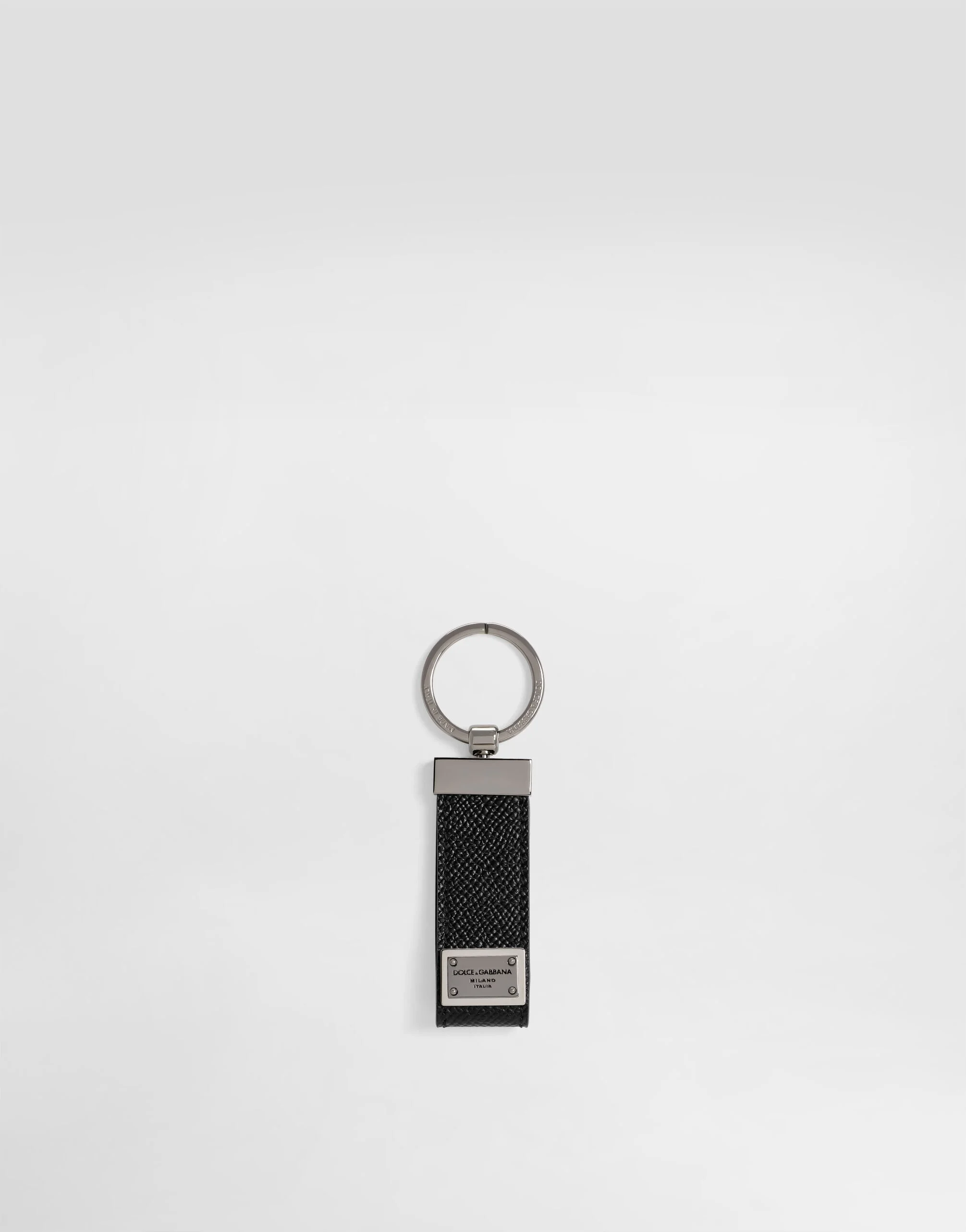 Calfskin key chain with logo tag - 1