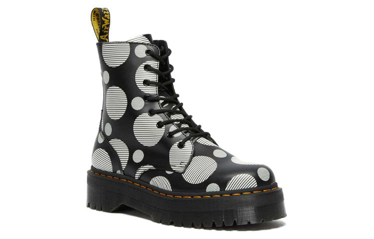 (WMNS) Dr. Martens Jadon Polka Dot Smooth Leather Platform Boots 'Black' 26882009 - 3