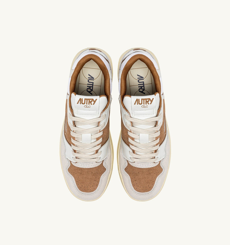 CLC LOW SNEAKERS IN WHITE AND CIGAR LEATHER AND SUEDE 5