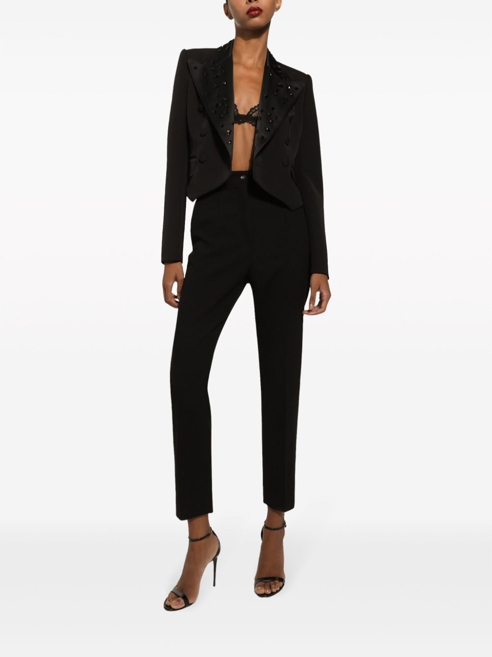 crystal-embellished cropped blazer - 2