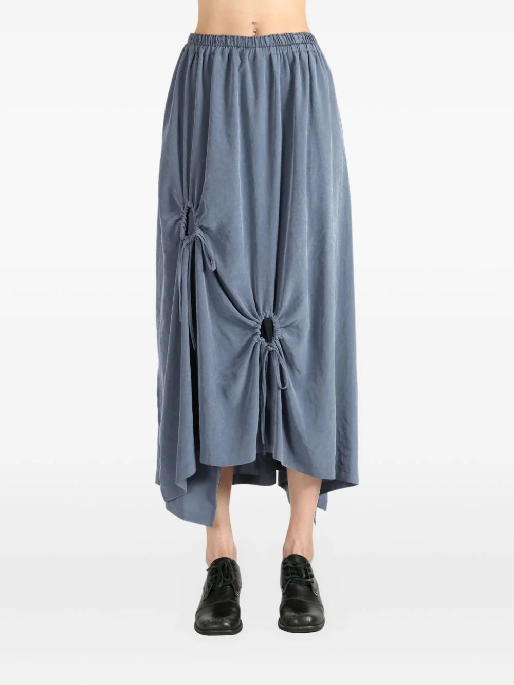 drawstring-detail asymmetrical midi skirt - 1