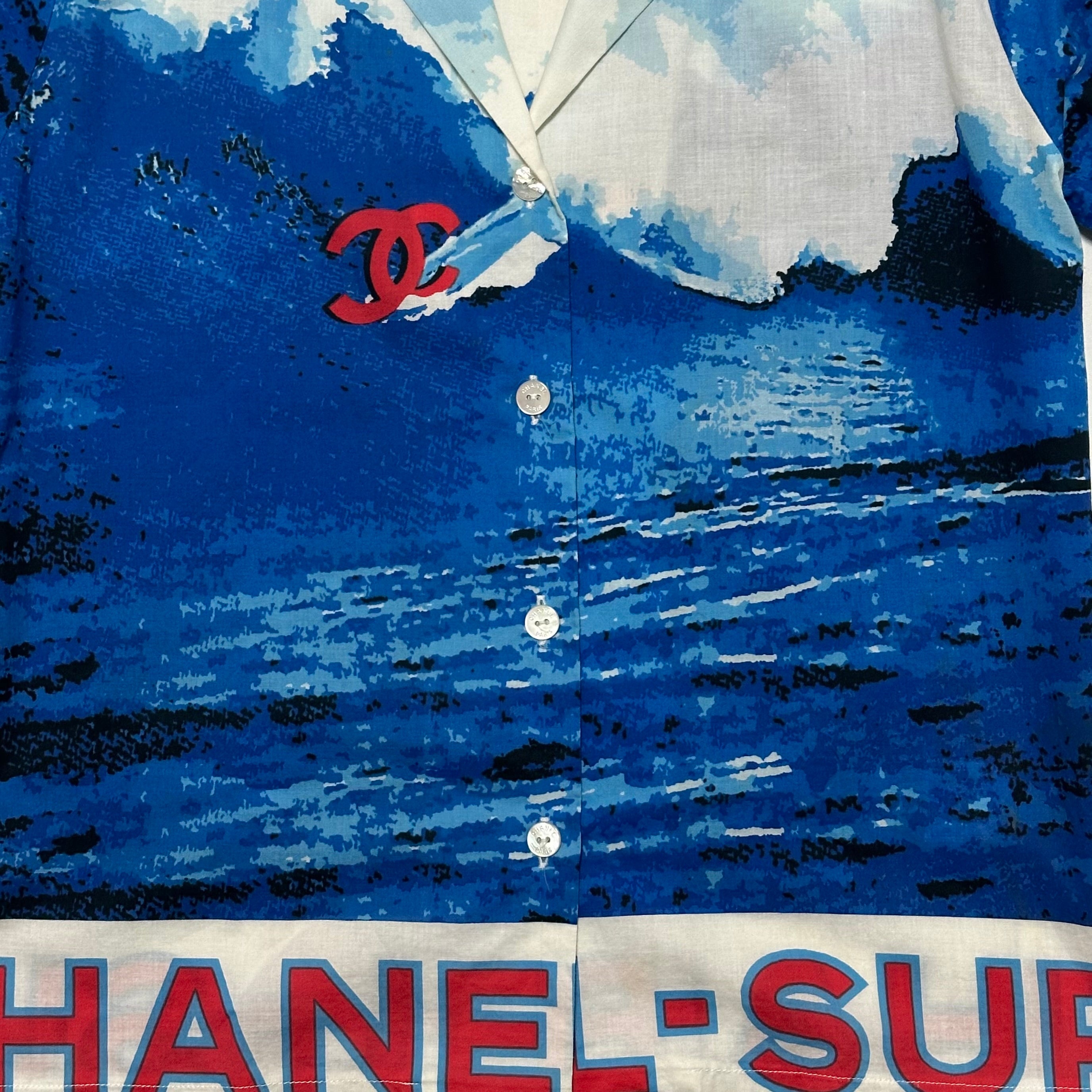 CHANEL Spring Summer 2002 Surf Logo Print Aloha Shirt - 3