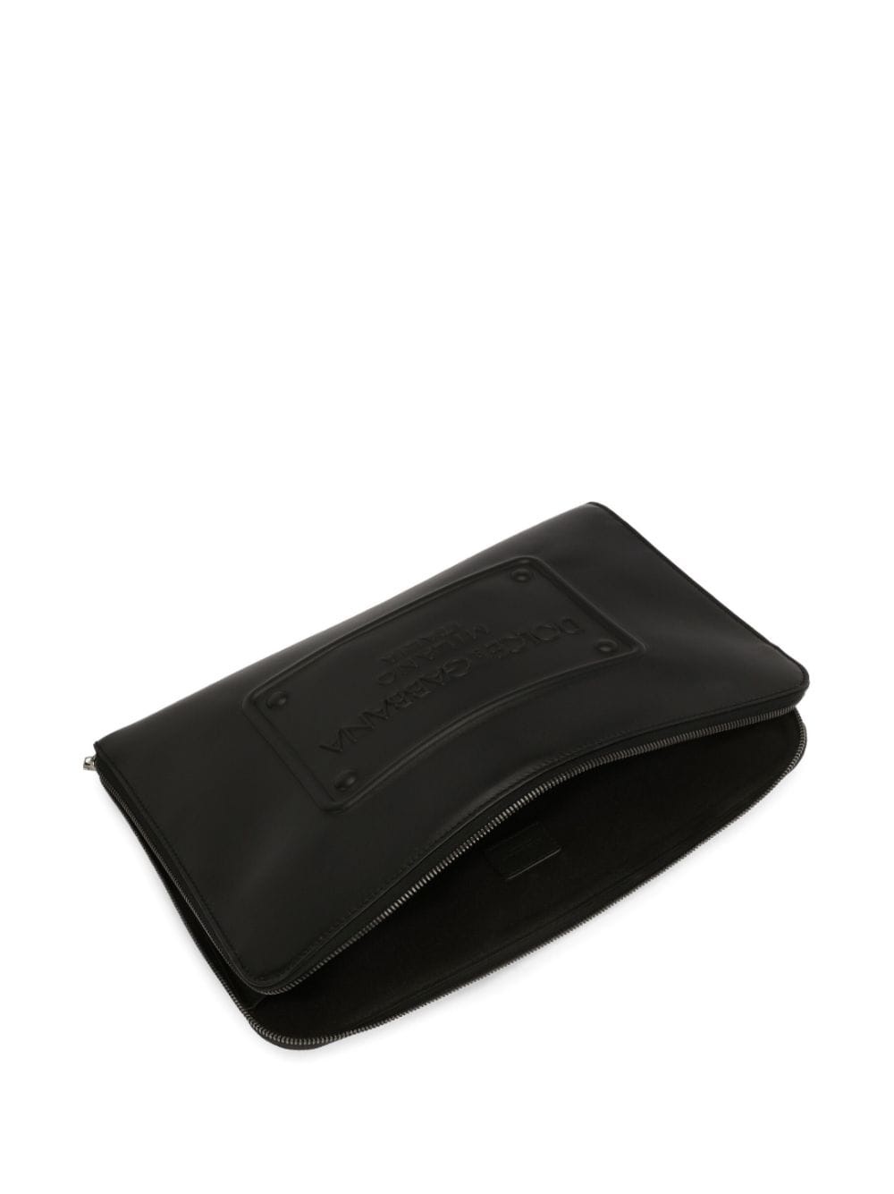 logo-debossed leather clutch bag - 5
