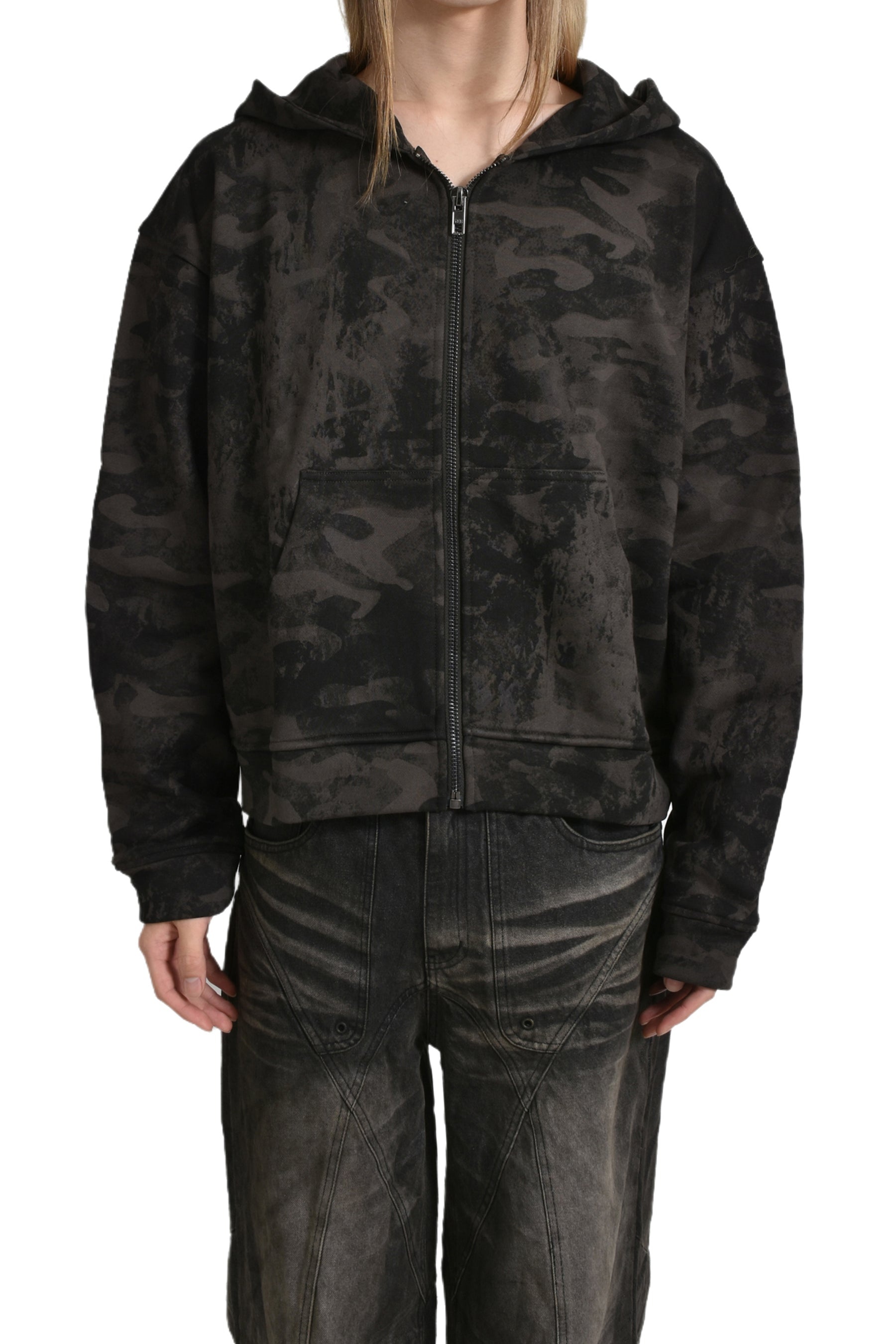 パーカー・フーディ NO/FAITH STUDIOS / CAMO MONOGRAM ZIP JACKET SPLIT ZIP JACKET USED BLACK – NO/FAITH STUDIOS