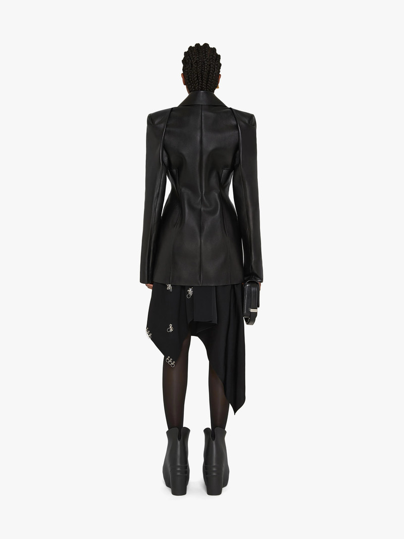 JACKET IN LEATHER WITH GRAPHIC CUTS 4