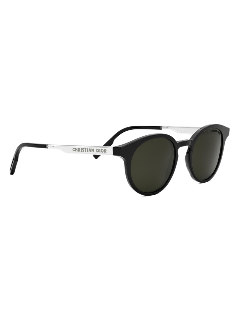 Men's DiorTag R1I 49MM Round Sunglasses - Silver Black Green 8