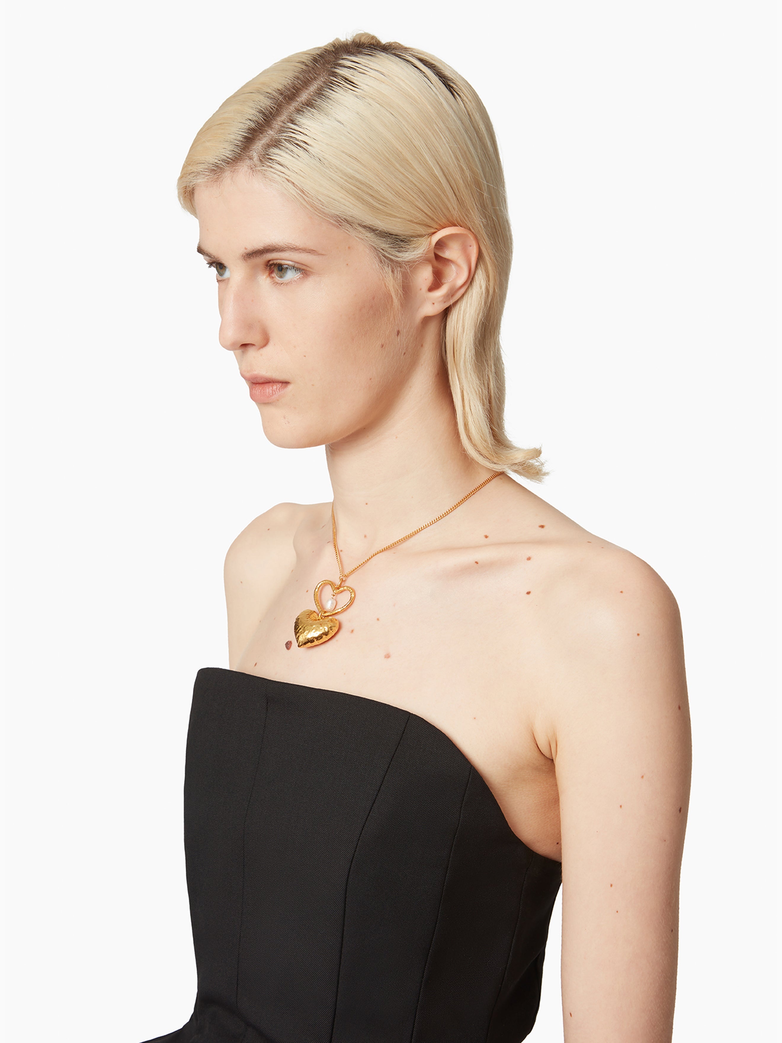 DOUBLE HEART NECKLACE IN BRASS - 4