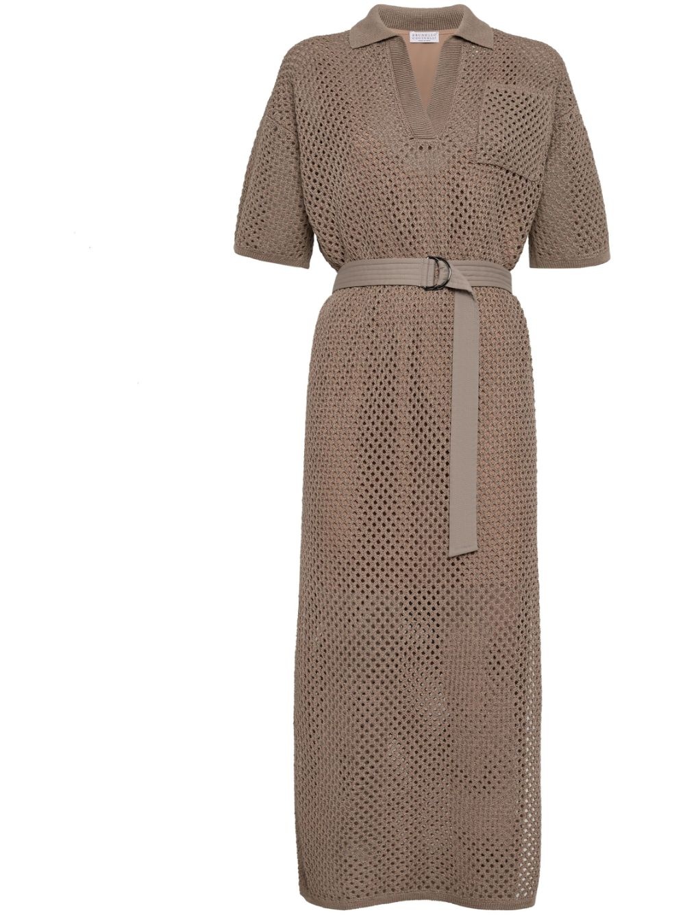 Brunello Cucinelli Cotton Net Dress With Belt - 1