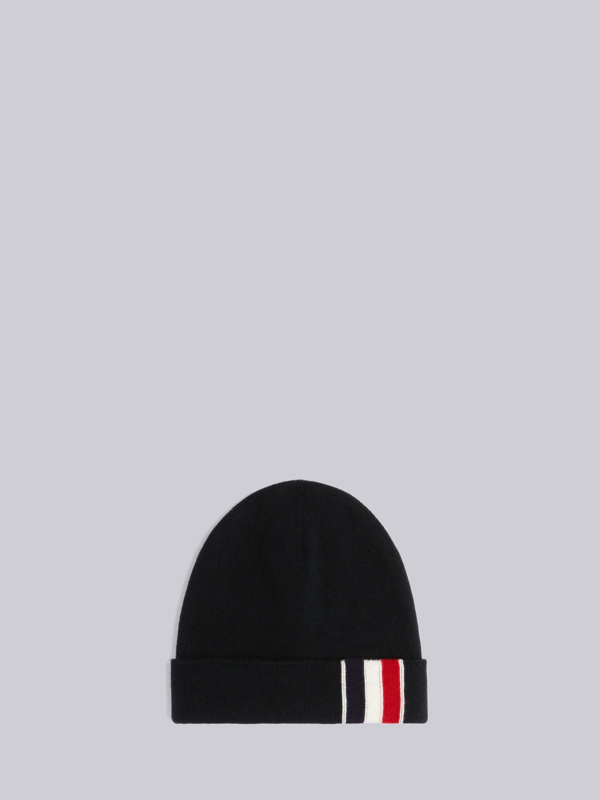 Black Superfine Merino Stripe Knit Hat - 1