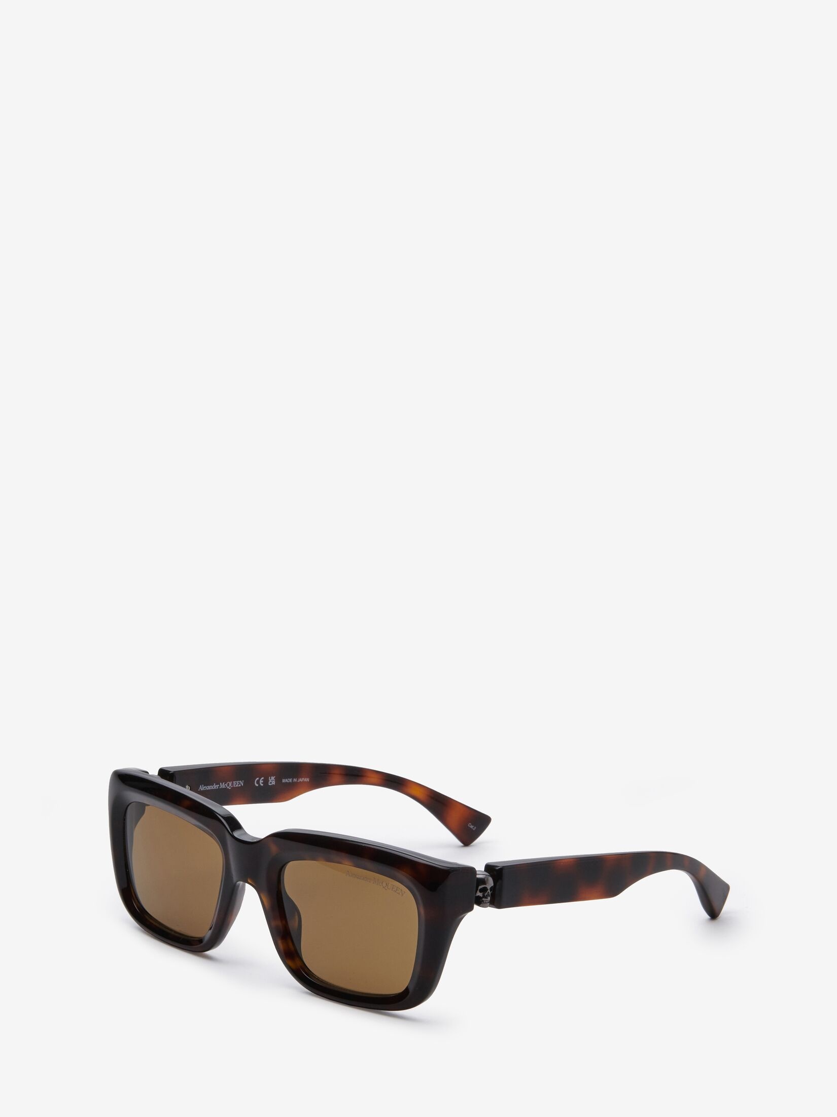 Men's Floating Skull Rectangular Sunglasses in Dark Havana - 2