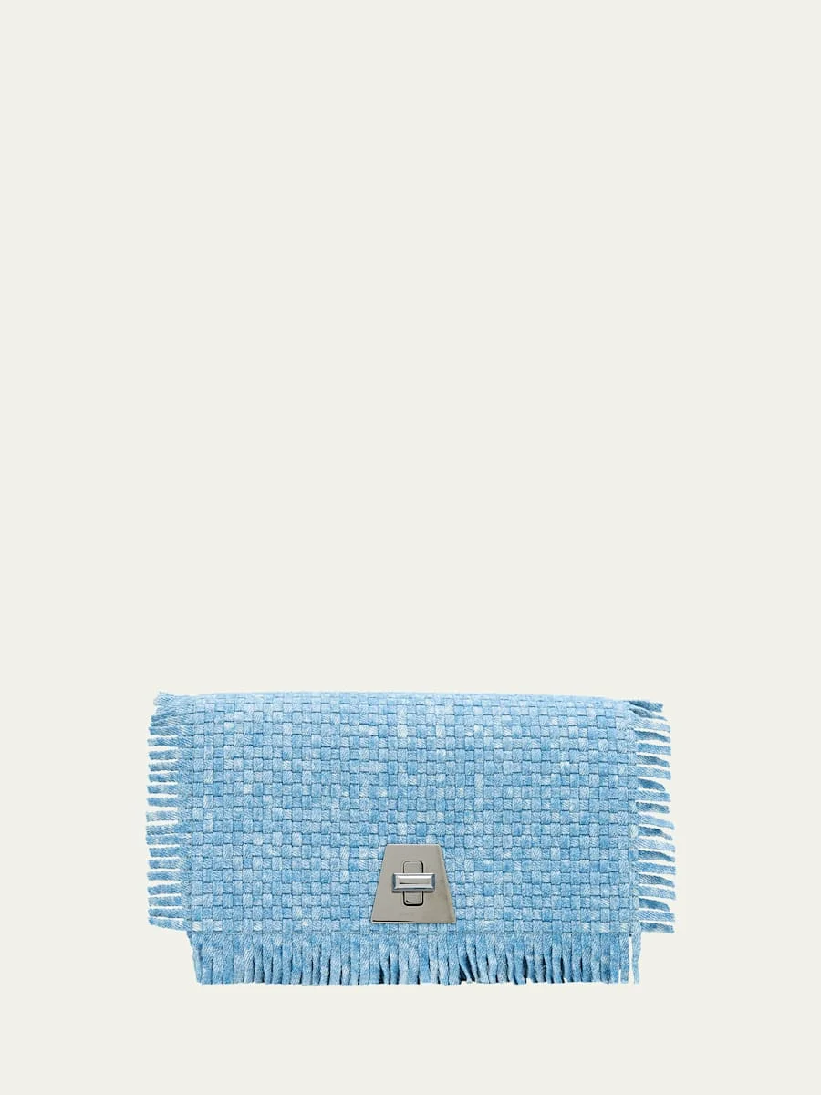 Anouk Fringed Woven Cotton Twill Clutch Bag - 1