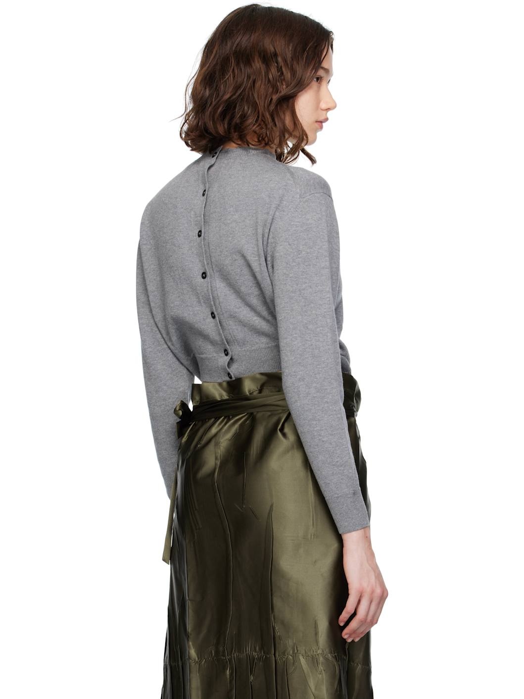 Gray Trompe L'Oeil Cardigan - 3