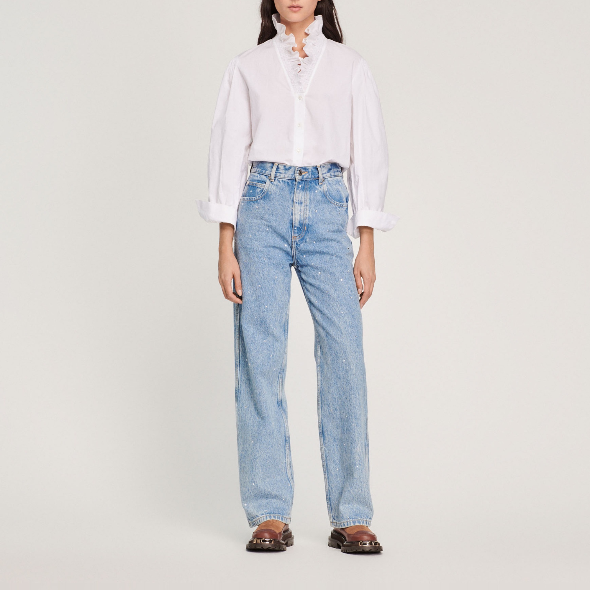 Straight-leg jeans with rhinestones - 3