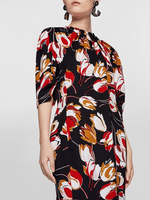 WINDBLOWN PRINT CADY DRESS WITH 3/4 SLEEVES - 5