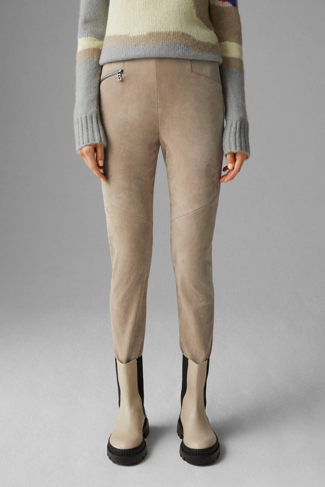 JUMI SUEDE STIRRUP TROUSERS IN CAMEL - 2