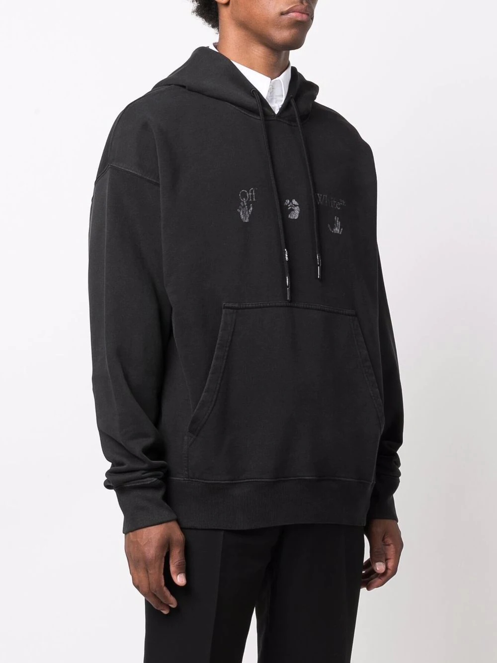 faded logo-print relaxed hoodie - 3