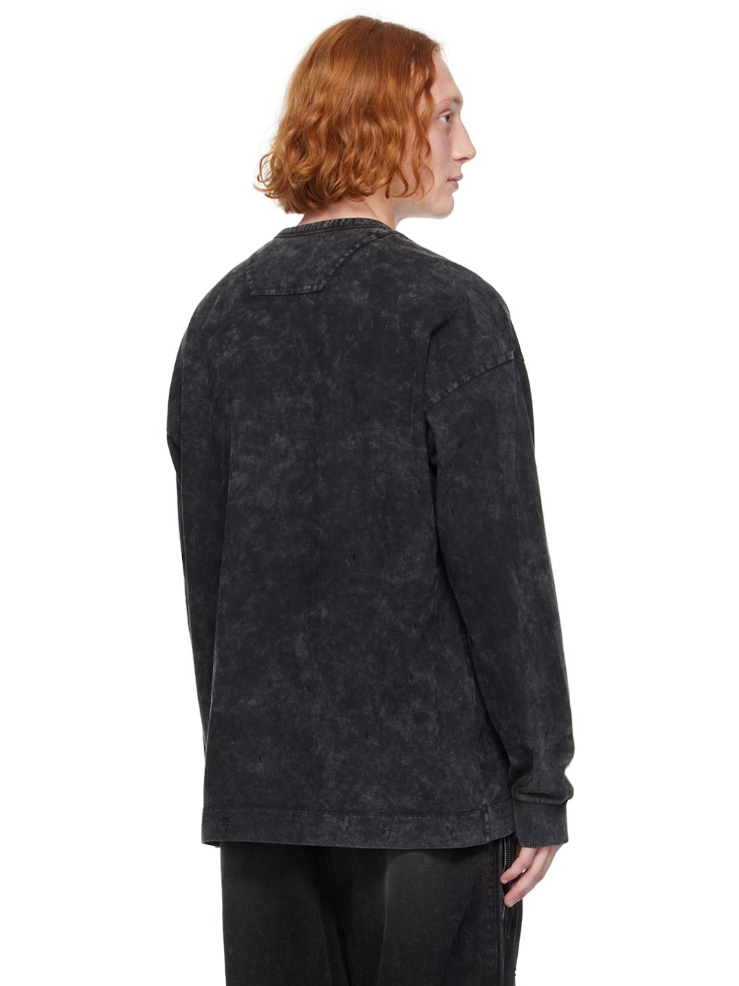 Black Garment-Dyed Long Sleeve T-Shirt - 3