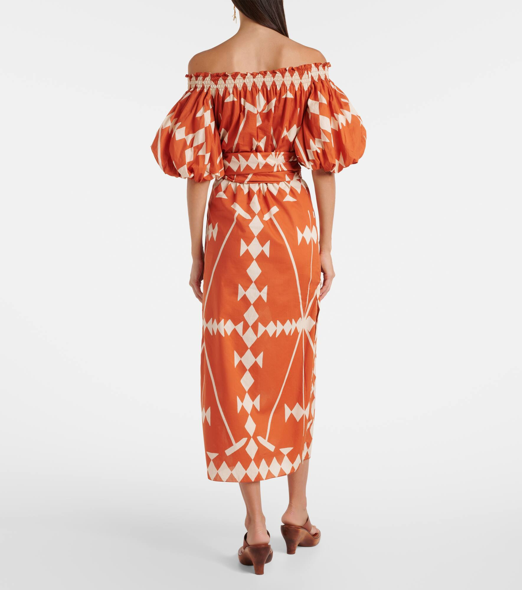 Printed cotton poplin midi dress - 3