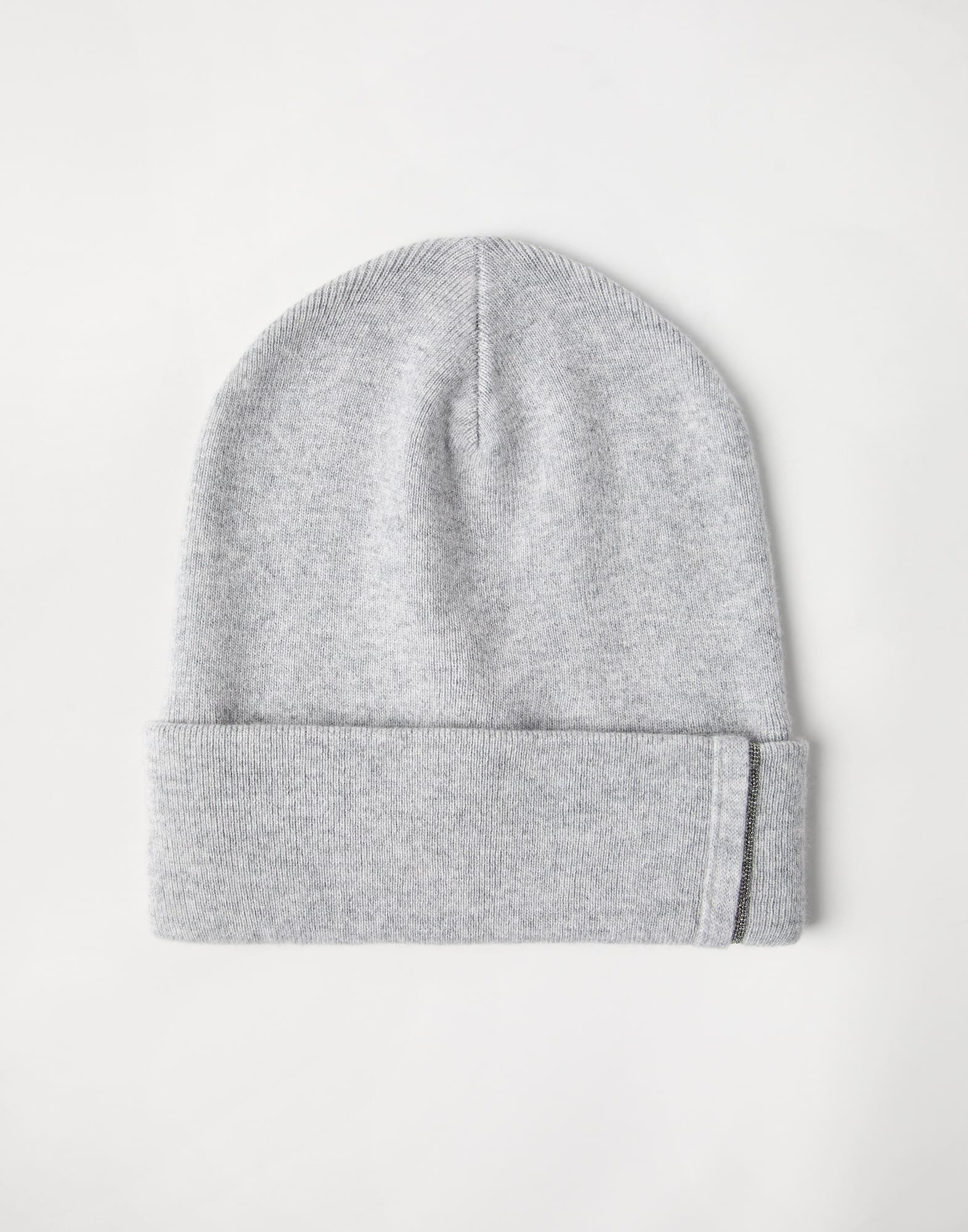 Cashmere rib knit beanie with monili - 1