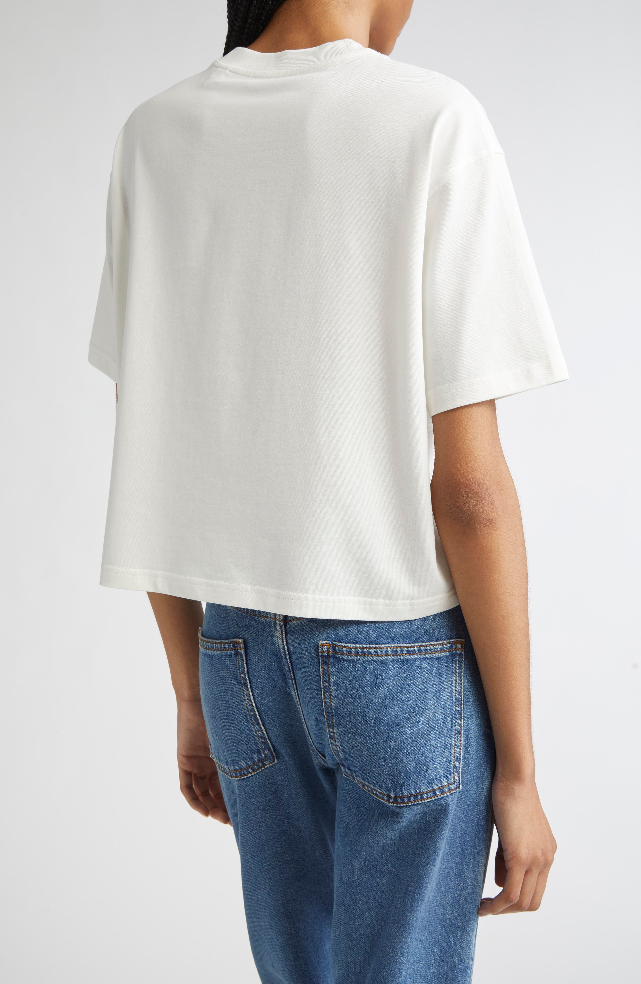 burberry Embroidered EKD Crop Cotton T-Shirt in Chalk at Nordstrom - 2