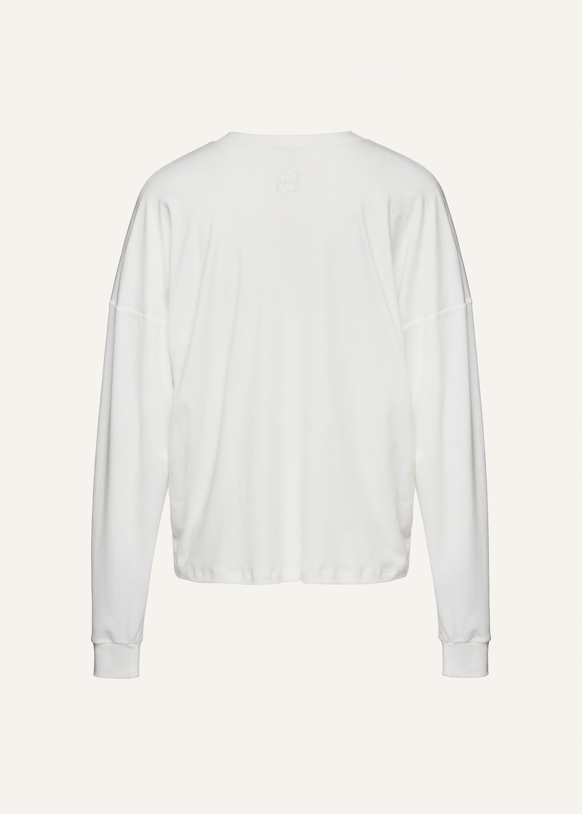 Oversized long sleeve t-shirt in cream - 2