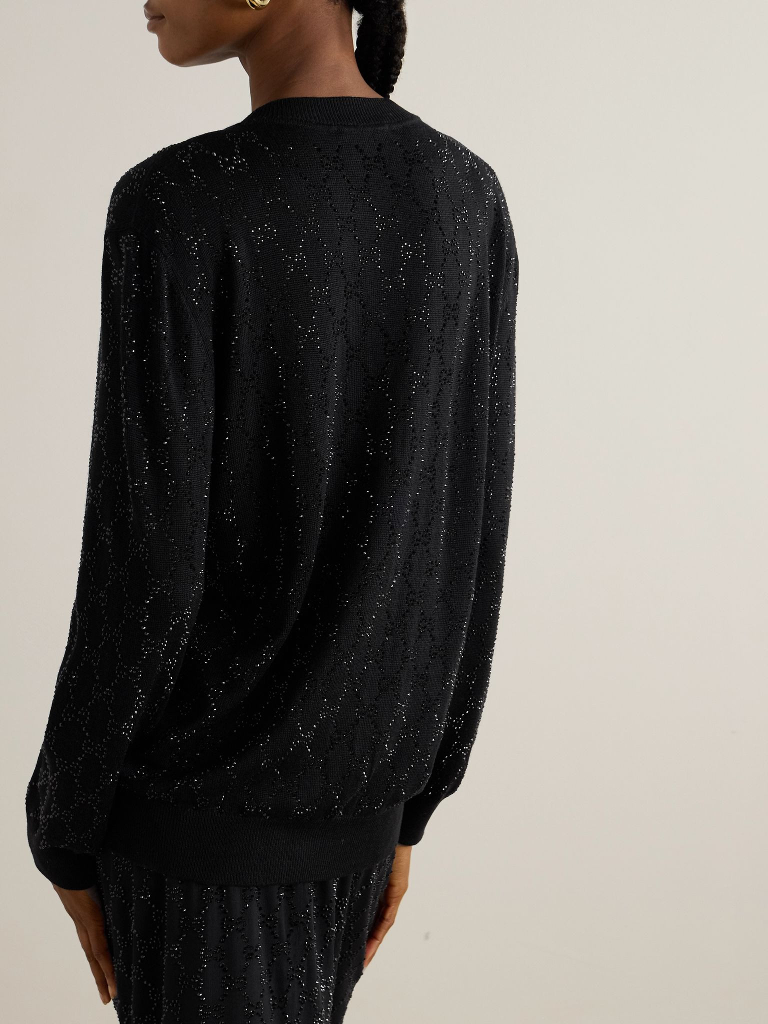 Crystal-embellished wool cardigan Black - 4