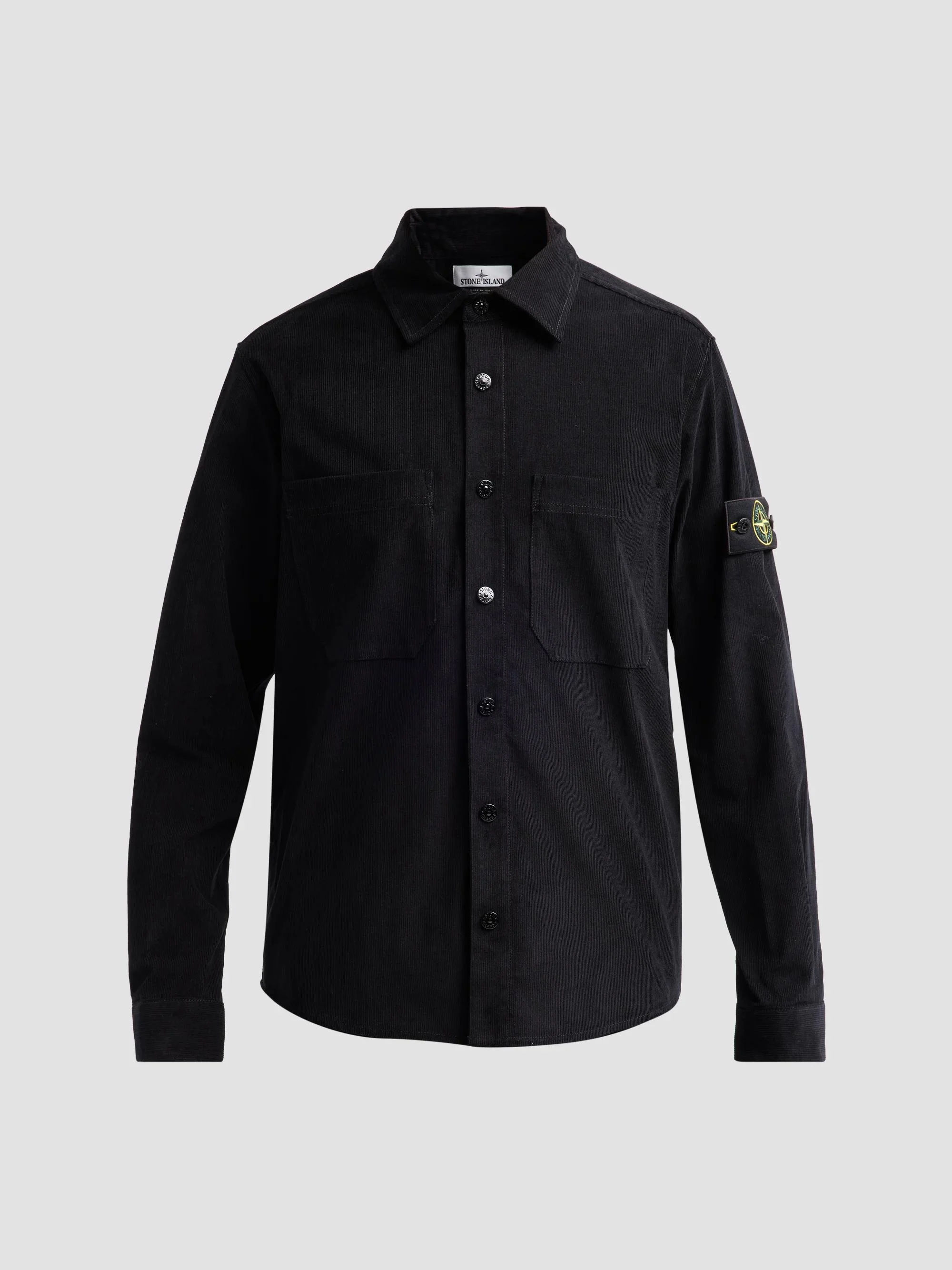 Men's Camicia Cotton Corduroy Shirt - Black - 1