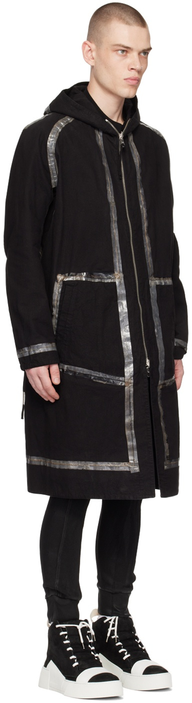 Black Reversible Object-Dyed Coat 4