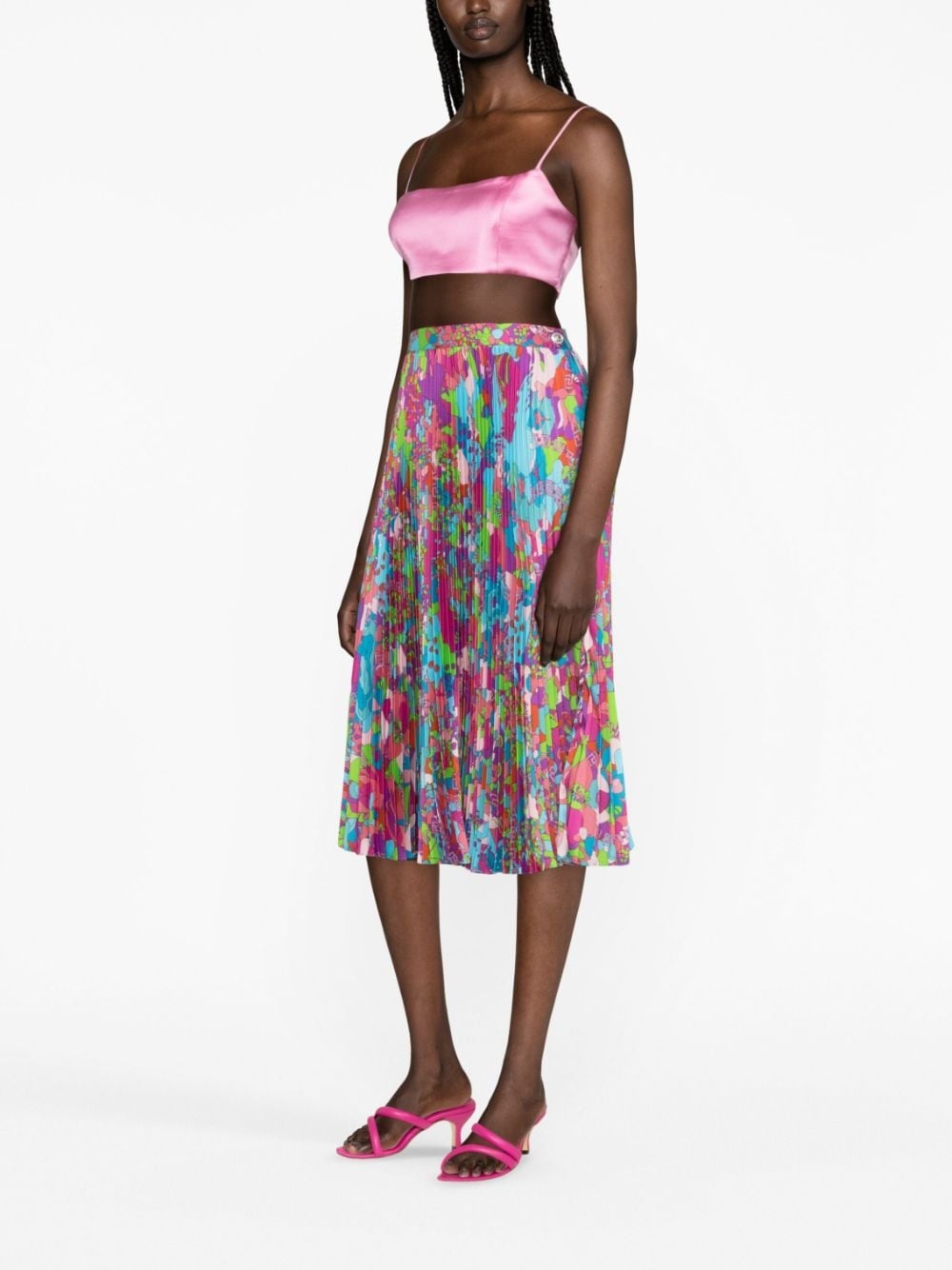 abstract-print pleated midi skirt - 3