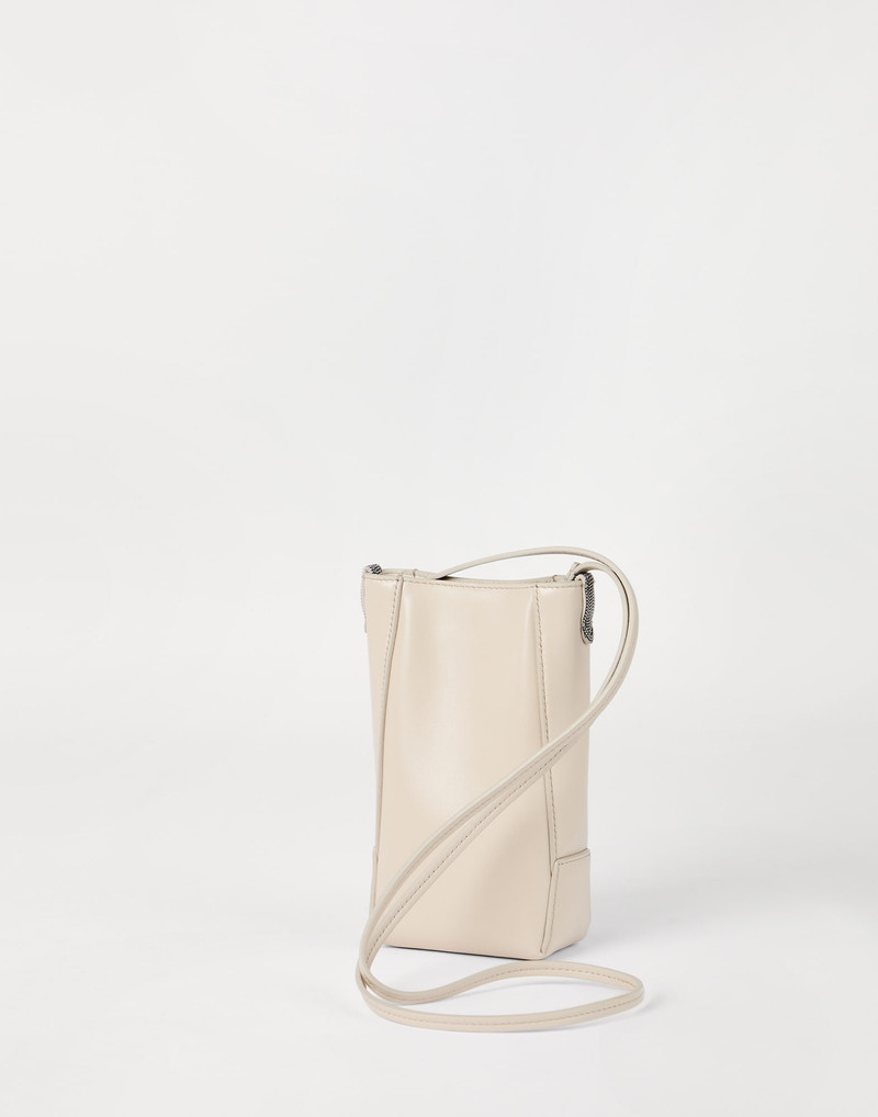 Brunello Cucinelli BC Duo phone holder in calfskin with monili outlook