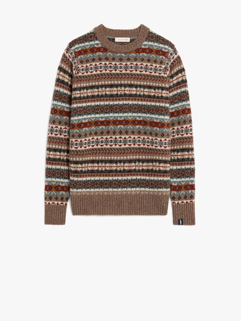 IMPULSE NUTMEG WOOL FAIR ISLE CREWNECK SWEATER 1