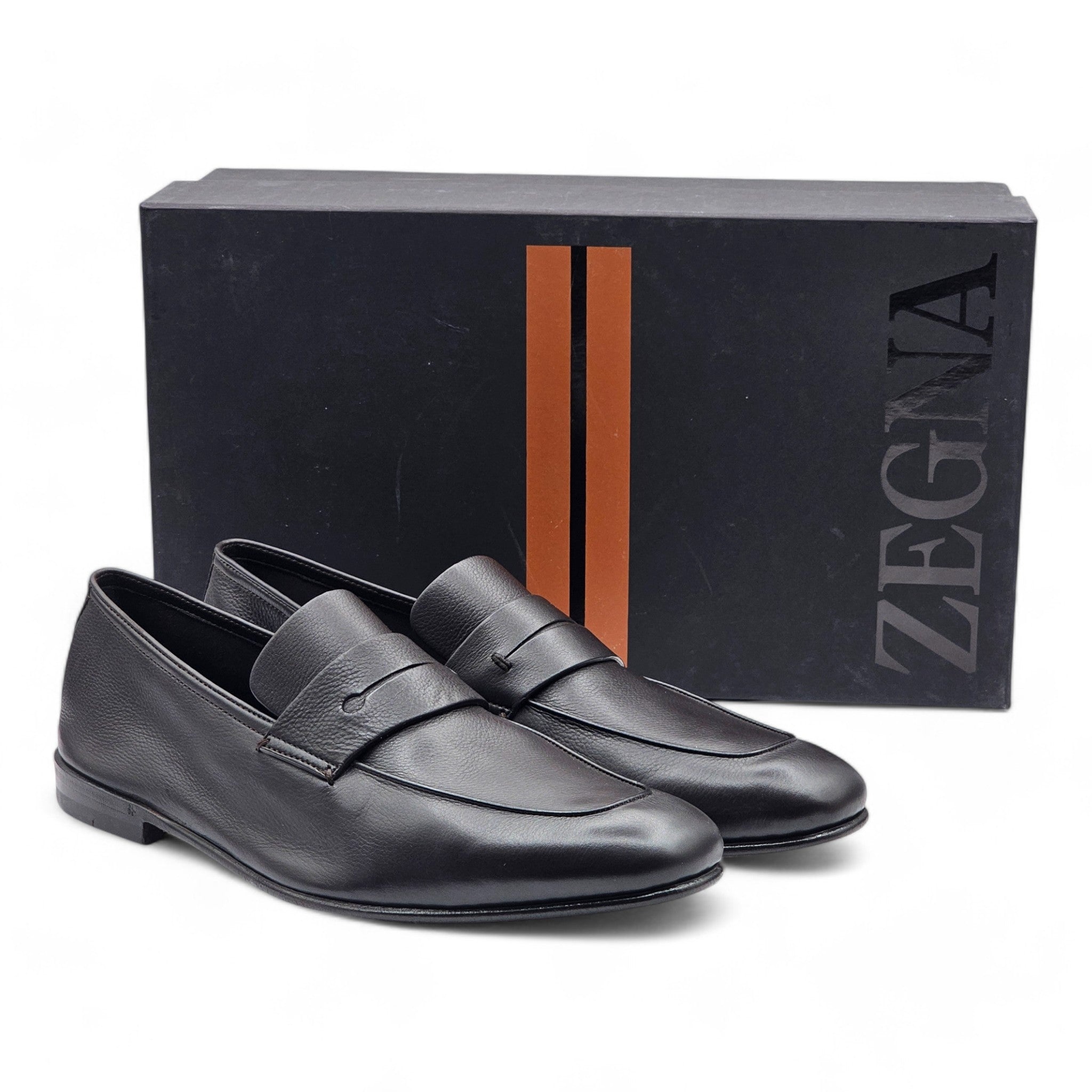 Zegna L'Asola Penny Loafers - Leather - Dark Brown - 2