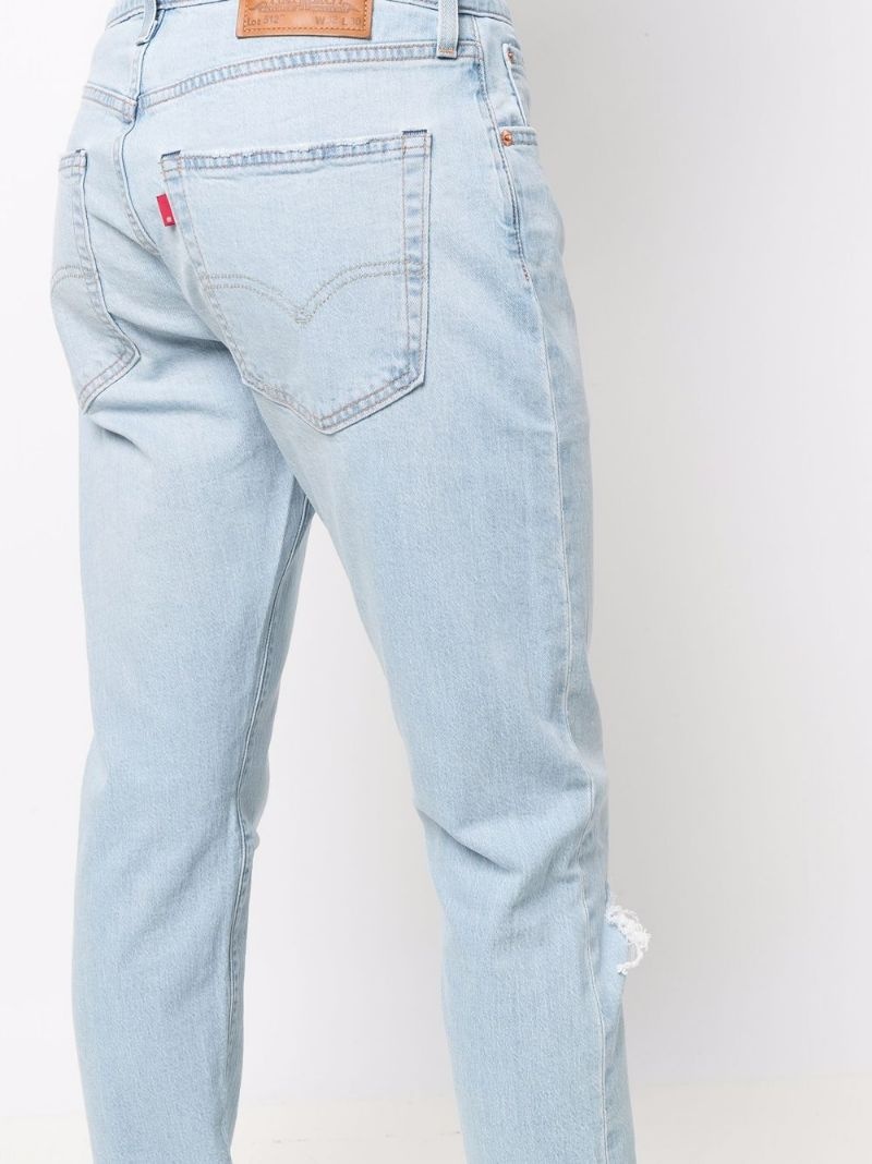 distressed-effect straight-leg jeans - 5