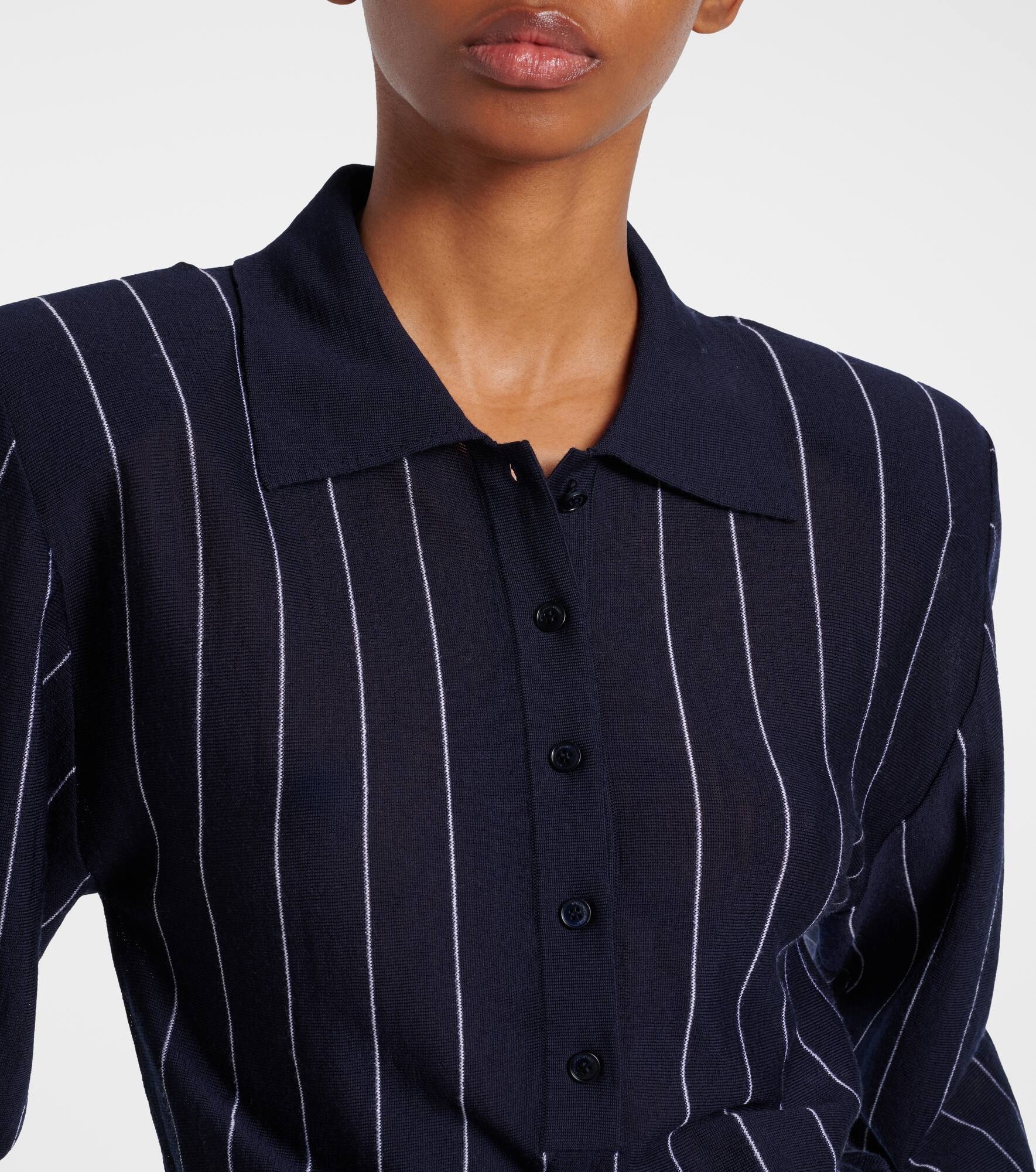 Pinstripe wool polo sweater - 4