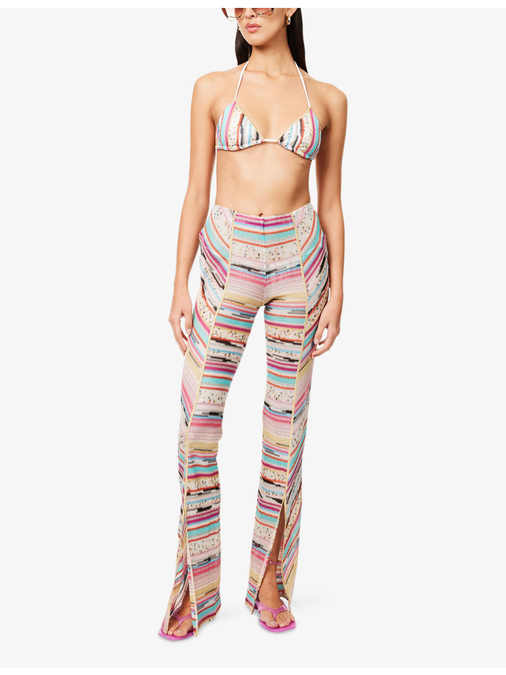 Miss Striped Lurex Knitted Trousers - 2