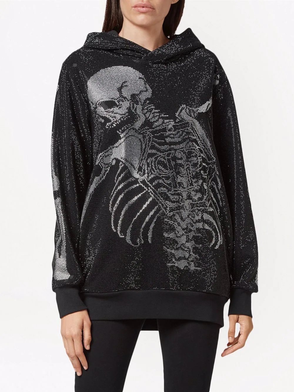 rhinestone-embellished skeleton hoodie - 3