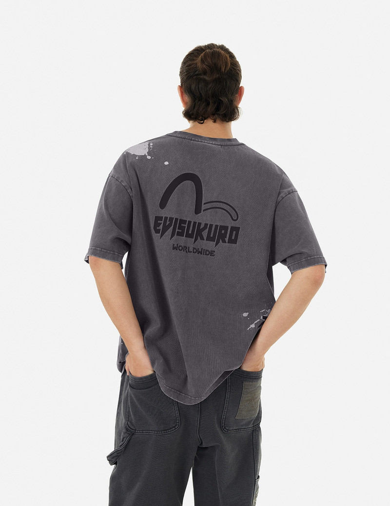 Washed Logo Embroidery and Print Loose Fit T-shirt 5