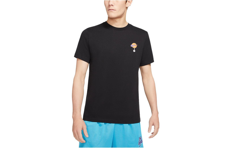 Men's Nike x Space Jam Crossover Back Cartoon Pattern Printing Round Neck Short Sleeve Black T-Shirt - 1