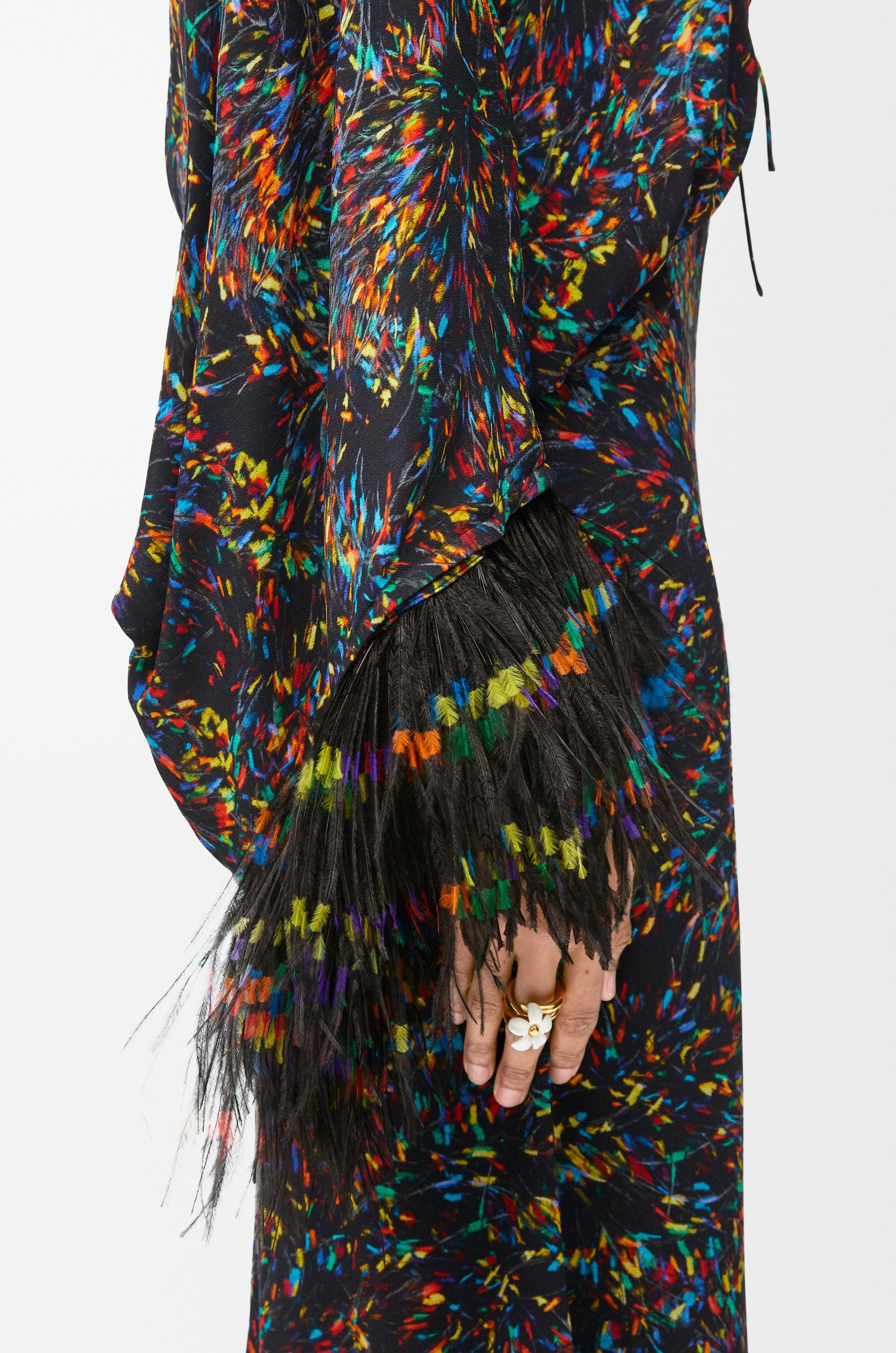 Feather dress in viscose and silk - 4