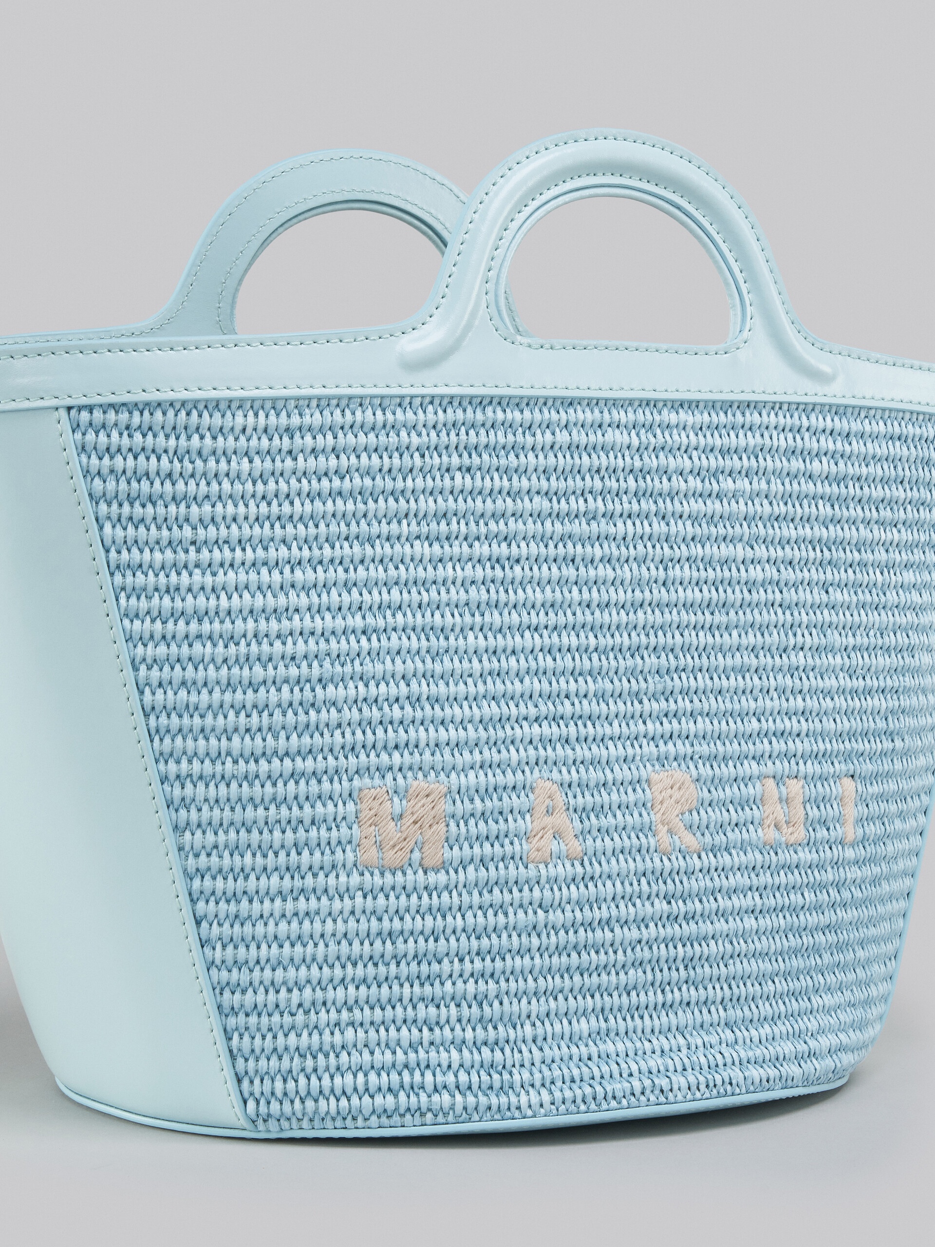 TROPICALIA SMALL BAG IN LIGHT BLUE LEATHER AND RAFFIA - 5